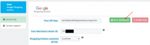 A Google Shopping Actions dashboard